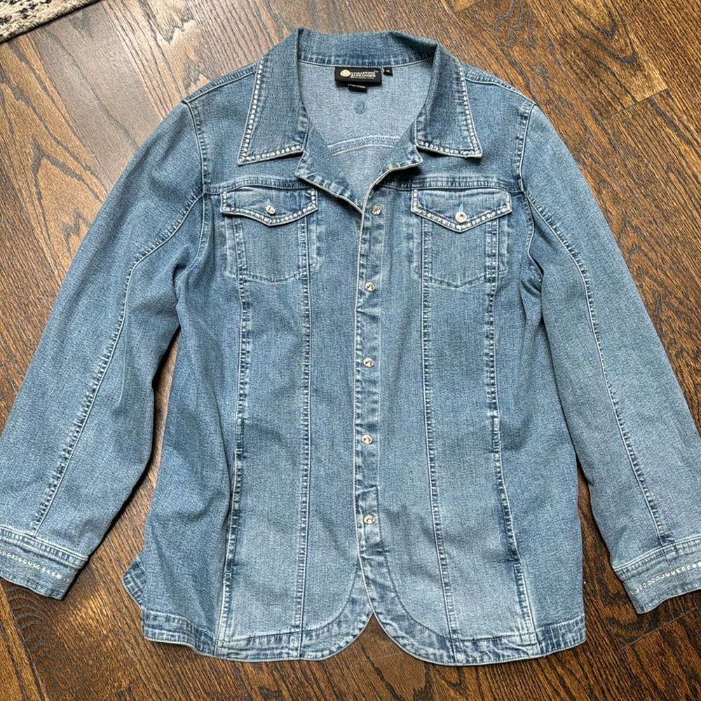 Women Christine Alexander 1X Rhinestone Jean Jacket